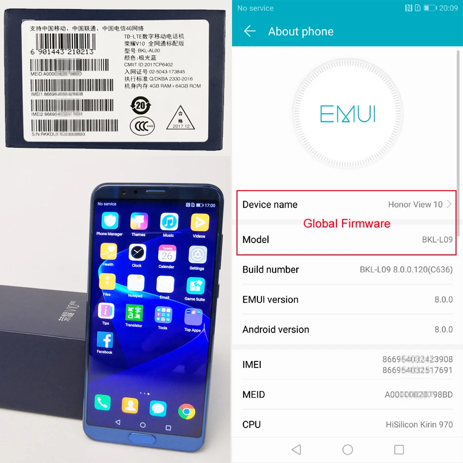Huawei Honor V10 6 ГБ 64 Глобальный firmwarm NFC Смартфон вид 10 3750 мАч Android 8 0 AI процессор 5 99