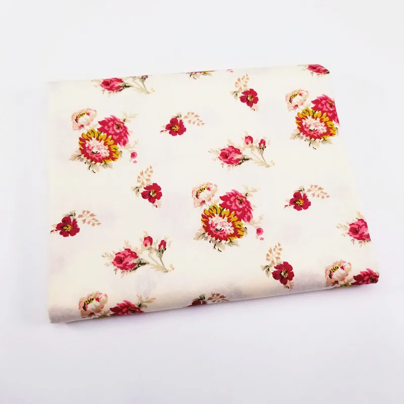 Хлопковая саржевая ткань с цветочным принтом для рукоделия шитья лоскутного