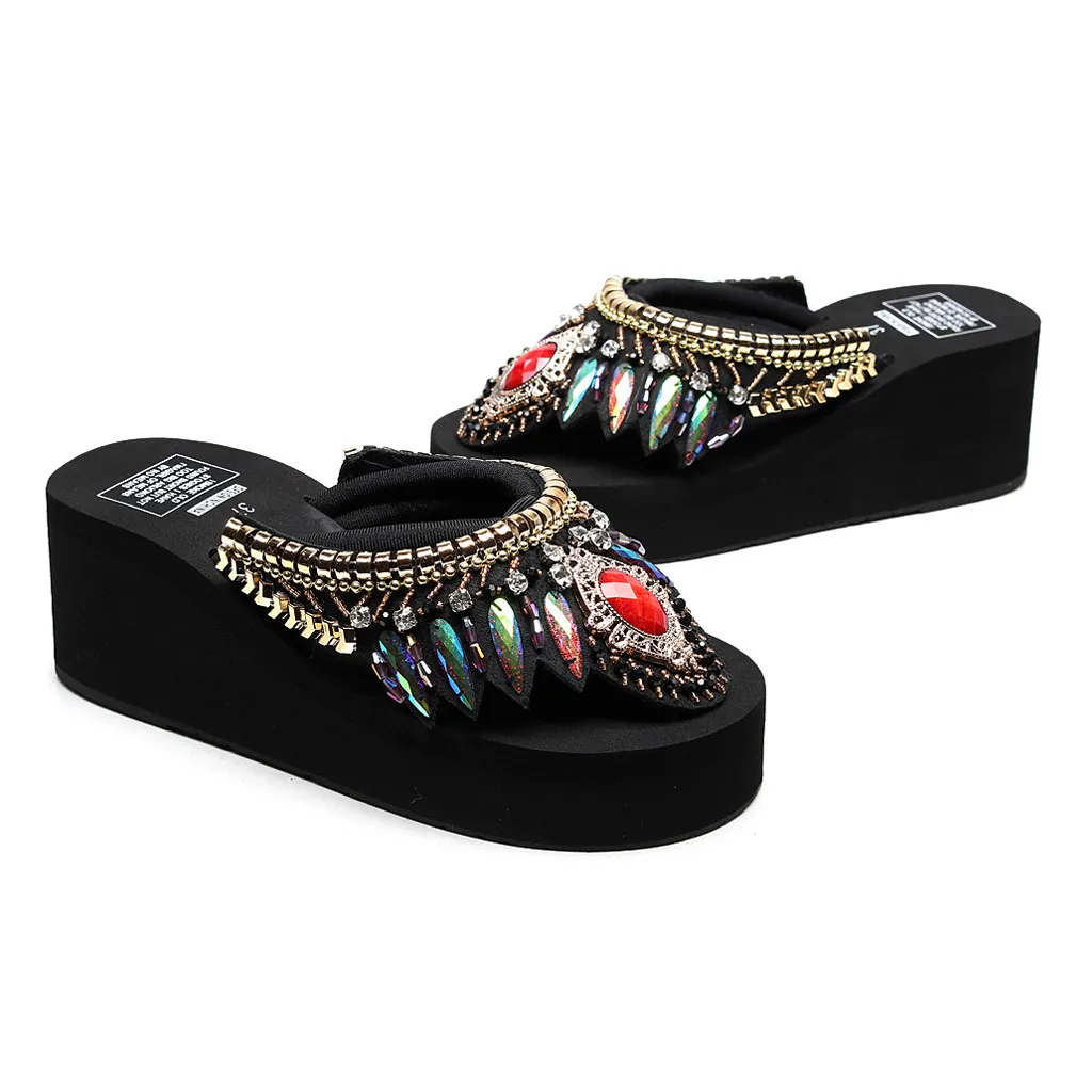 2019 Летняя обувь повседневная женская мода клипсы со стразами носок квартиры