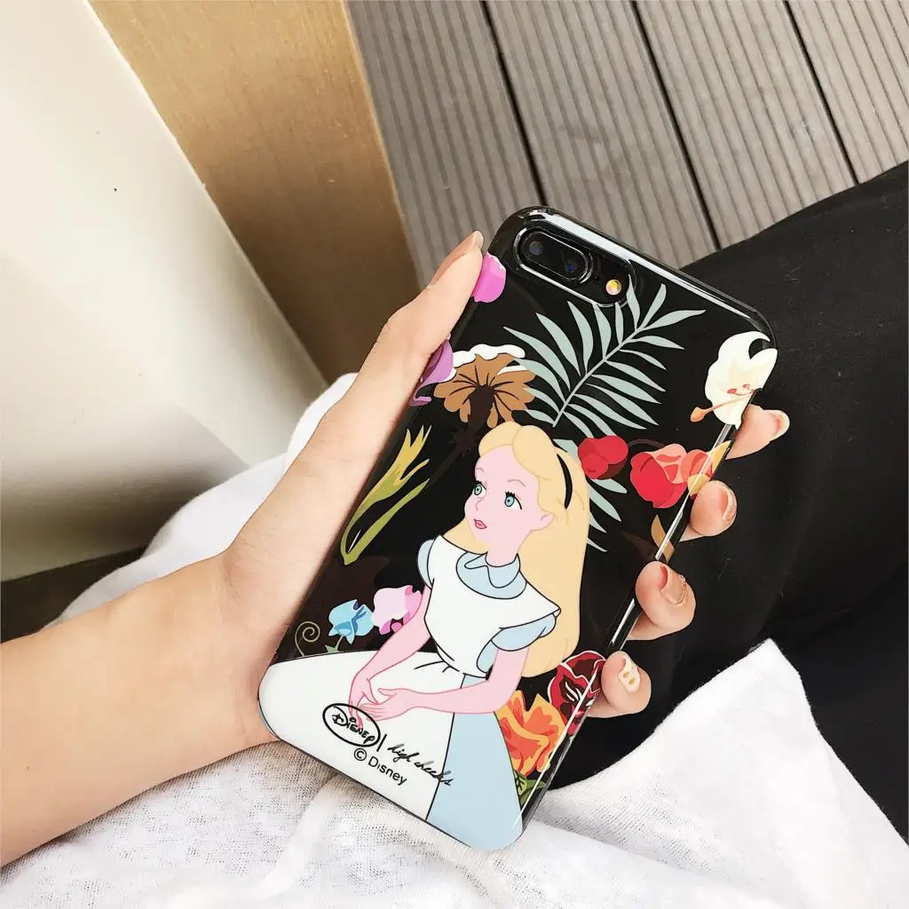 Модный милый аниме мультфильм Disneys принцесса Алиса решетки цветок чехол для iPhone 6