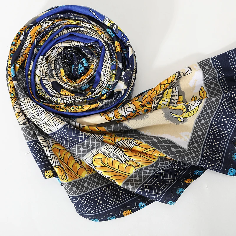 

[FEILEDIS] 2019 Women Large Shawls Print Stoles Square Bandana Luxury Brand Kerchief Scarf Female High quality soft scarf AS0513