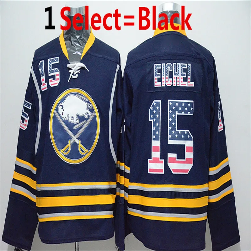 Горячая Мужская #15 Джек Eichel Золото Белый Черный Главная 100% Вышивка Высокого