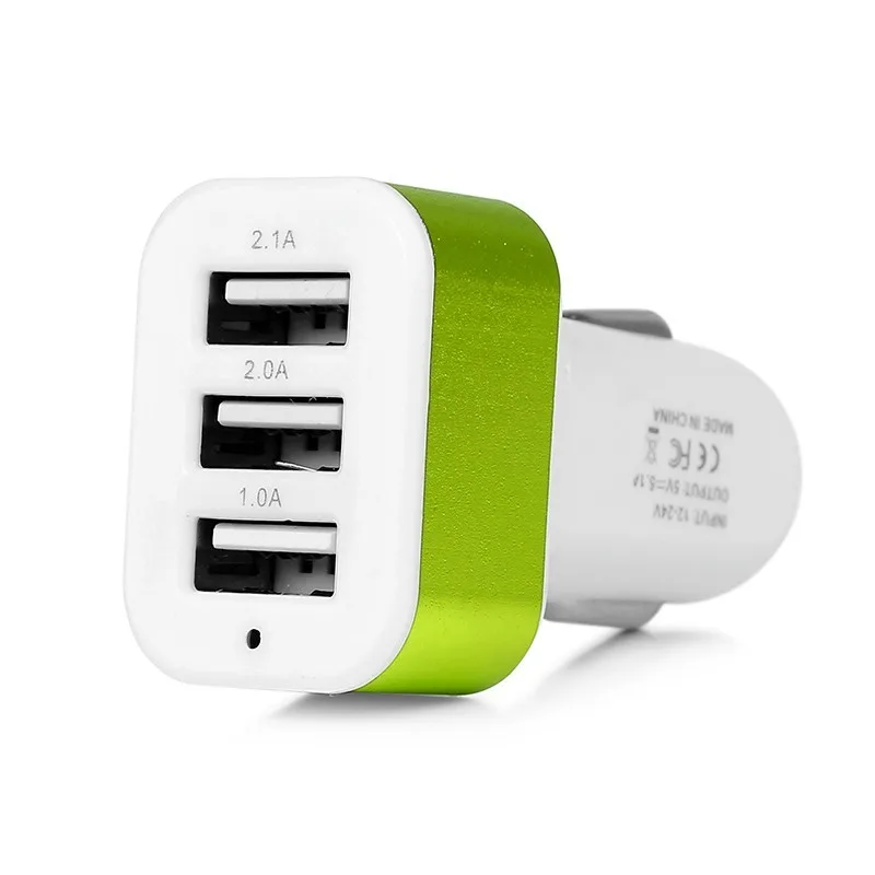 3 порта USB Универсальное автомобильное зарядное устройство DC 12 24V 5V 1A/2A/2.1A для