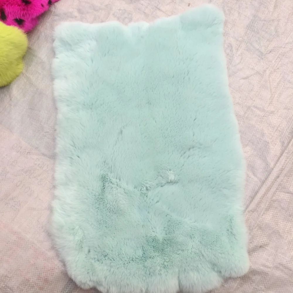 Цена настоящий кроличий мех 40x24 см DIY Шарфы шапки помпон пальто Одеяло Подушка швейный Материал Пушистый мягкий натуральный мех R16
