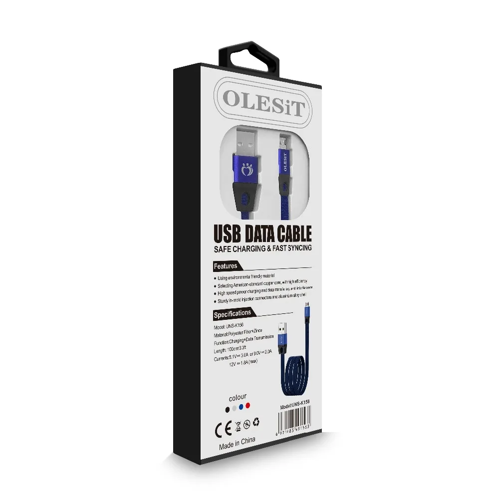 100 шт./лот OLESiT UNS-K155/K156/K157 1 м 3а плоский Micro USB кабель для зарядки и передачи данных