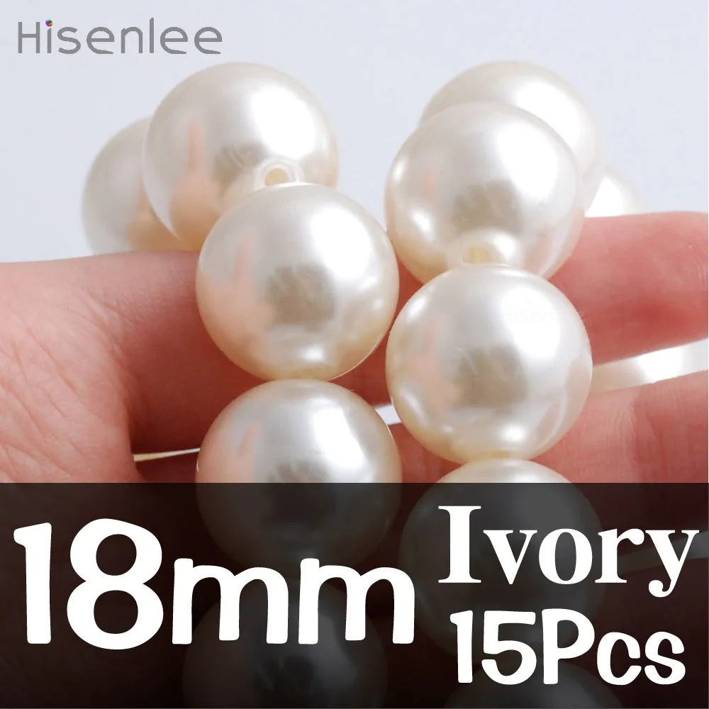 Ivory Pearl 4 мм~ 20 мм несколько размеров прямые отверстия слоновая кость/белый искусственный жемчуг круглые акриловые ювелирные аксессуары в виде бусин для изготовления ювелирных изделий - Цвет: Ivory Pearl