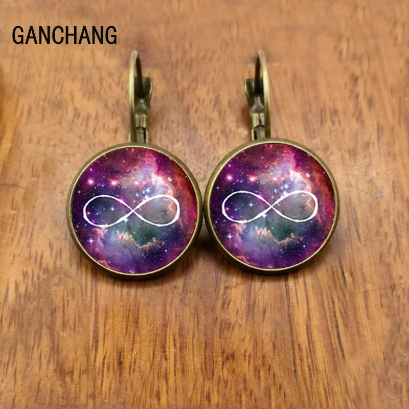 Небула Infiniti серьги с фотографией круглые стеклянные |
