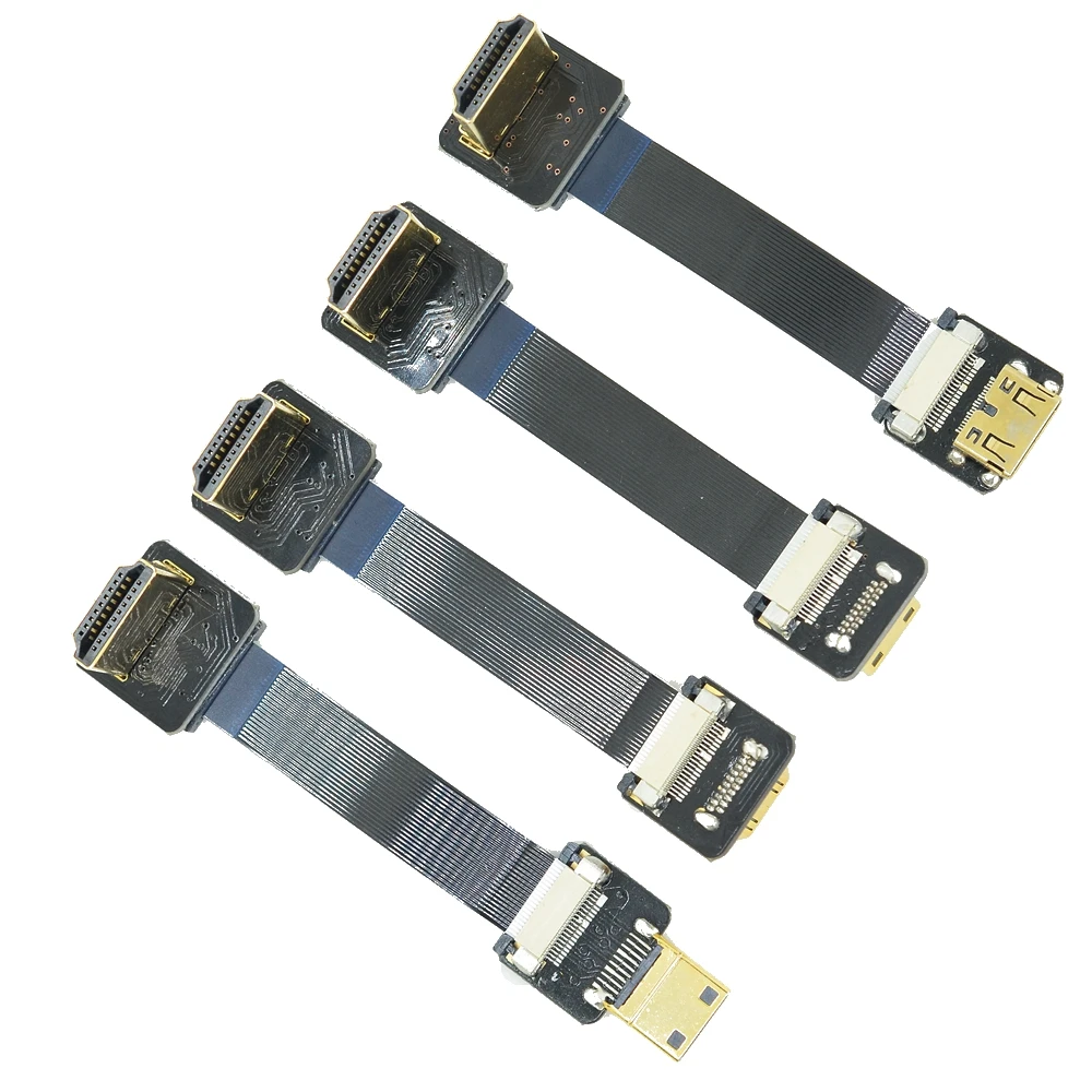 A2-C FPV Mini HDMI 90 градусов адаптер 5 см-100 см FPC лента плоский вверх Угловой кабель шаг