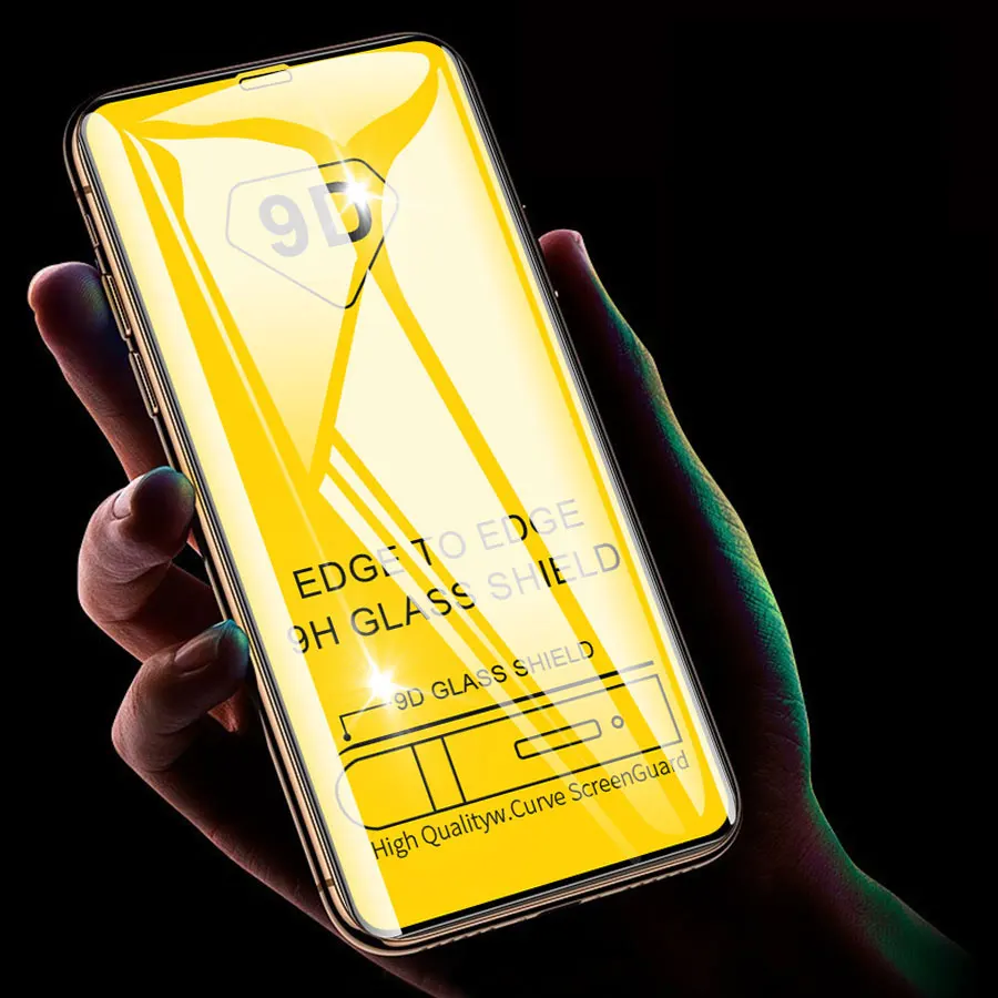 9D протектор экрана для iPhone 6 6S 7 8 Plus стекло полное покрытие закаленное X XR XS MAX