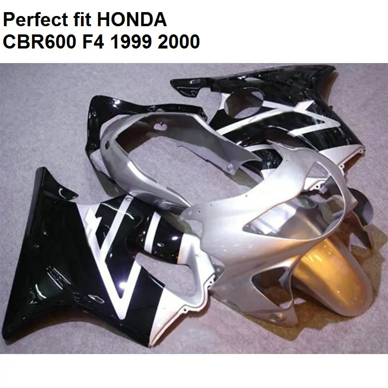 100% Обтекатели для Honda CBR 600 F4 1999 2000 Серебряный комплект обтекателей CBR600 99 00 AE04|fairings