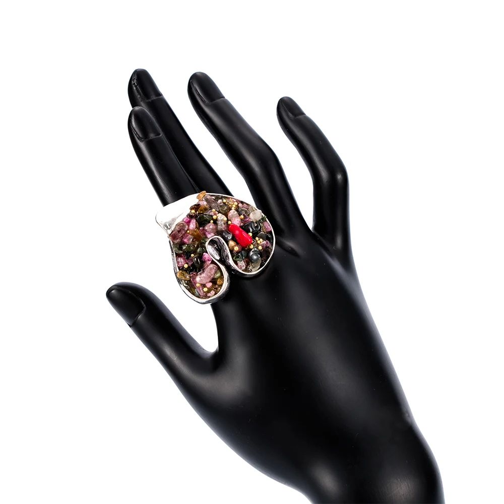 Женское кольцо из гравийного сплава регулируемое в стиле ретро украшение для