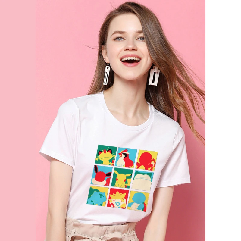 Забавная Poke Pop Art Женская хлопчатобумажная рубашка 2019 Harajuku эстетика плюс размер