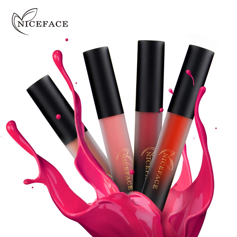 NICEFACE, 18 цветов, Матовая жидкая губная помада с увлажняющим действием, стойкая, водостойкая, Batom, бархат, телесный крем для губ, блеск для губ, косметика для красоты
