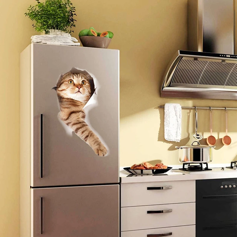 3D милые животные кошка стены Стикеры Home Decor DIY самоклеющиеся котенок для Спальня