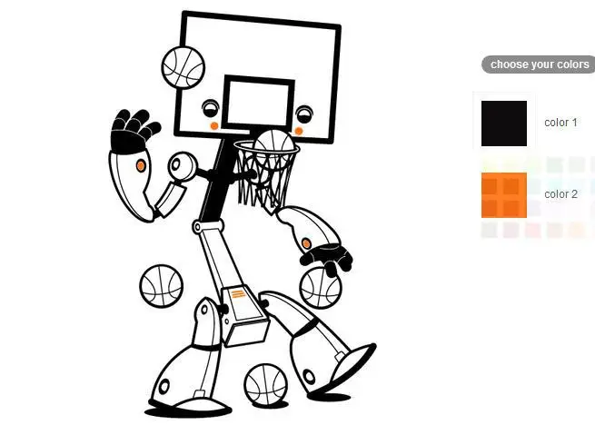 Большой размер 89*58 см милый мультфильм робот Баскетбол декор для комнаты