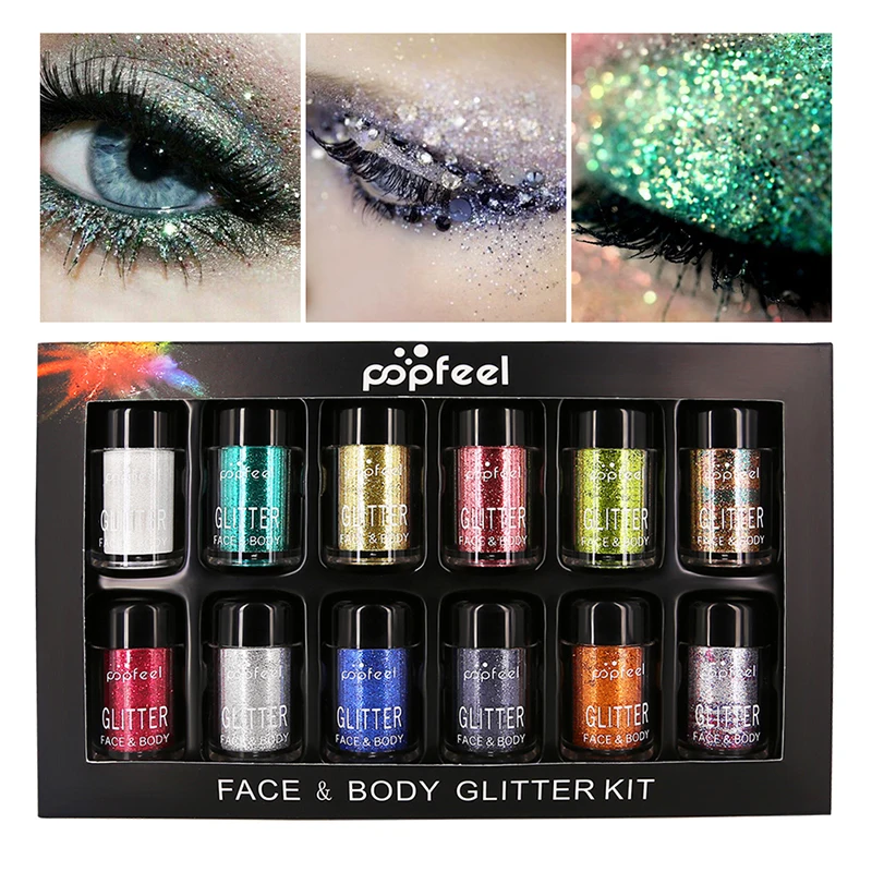 2019 popfeel Glitter Cosmetic Eyeshadow Shining 12 Piece / Set Makeup Eye |