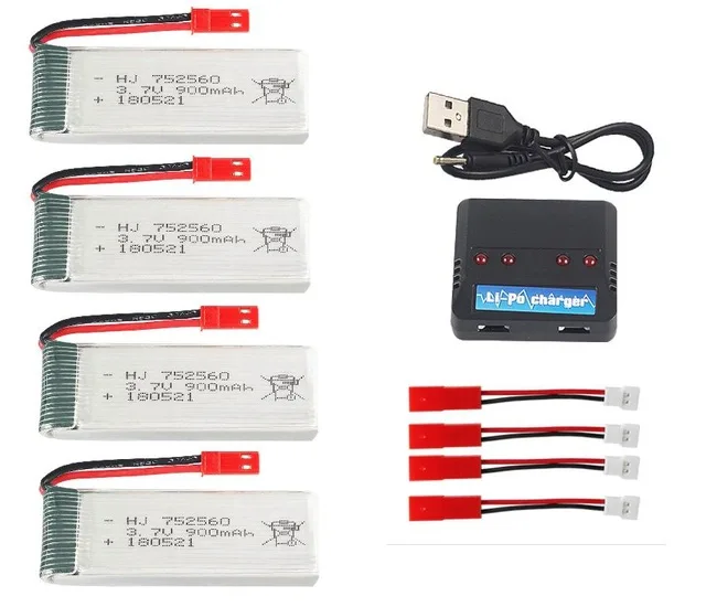 

Ewellsold 25c 3.7V 900mAh Lithium battery*4pcs+4 in 1 charger box for 8807/8807W RC drone 5pcs/lot