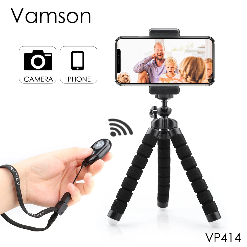 Гибкий губчатый штатив-Осьминог Vamson держатель с зажимом для Xiaomi Yi iPhone Huawei Gopro hero 7 6