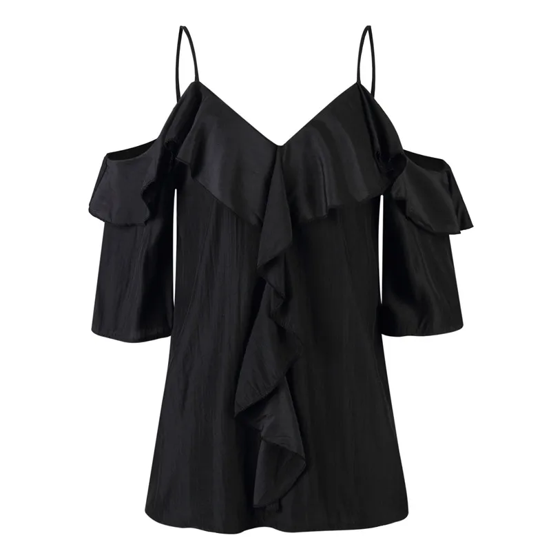 Женская блузка с коротким рукавом белая Повседневная Блузка на плече лето