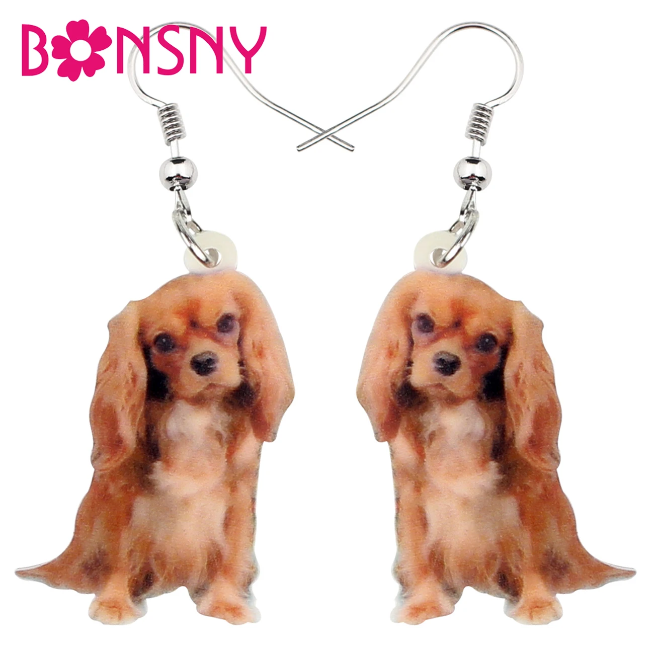 

Bonsny Acrylic Sweet Cavalier King Charles Spaniel Dog Earrings Drop Dangle Cute Animal Jewelry For Women Girls Pets Lovers Gift