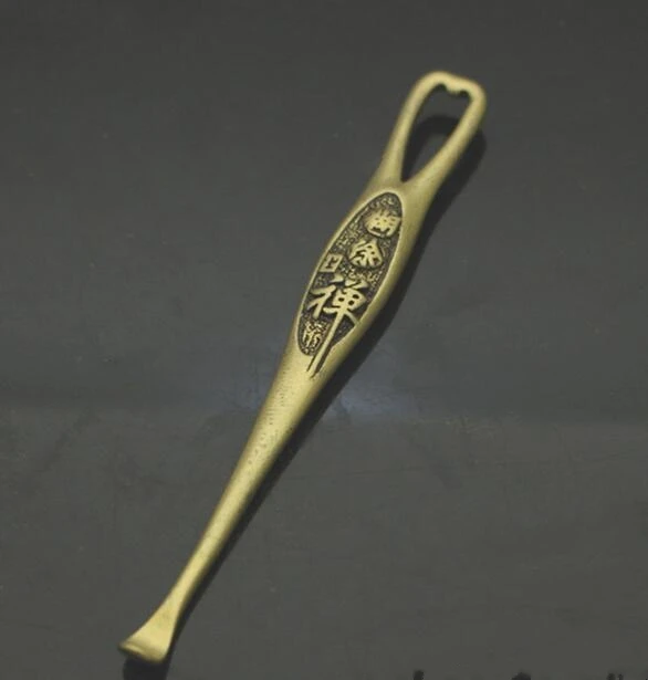 

Collection Chinese Pure Brass Carved Buddhist Zen Earpick Exquisite Small Pendant Statue Gift