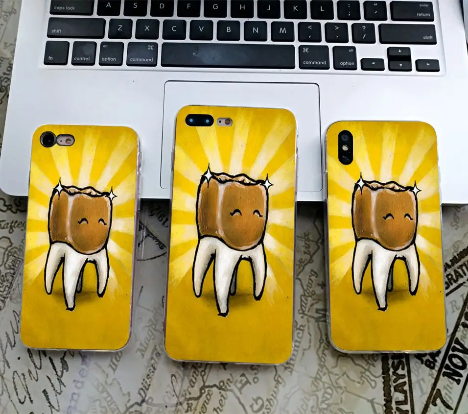 Чехол для определения зубов, зубных зубов для iPhone X, 5 S, 5S, XR, XS, Max, SE, 6, 6 S, 7, 8 Plus, мягкий силиконовый чехол для телефона