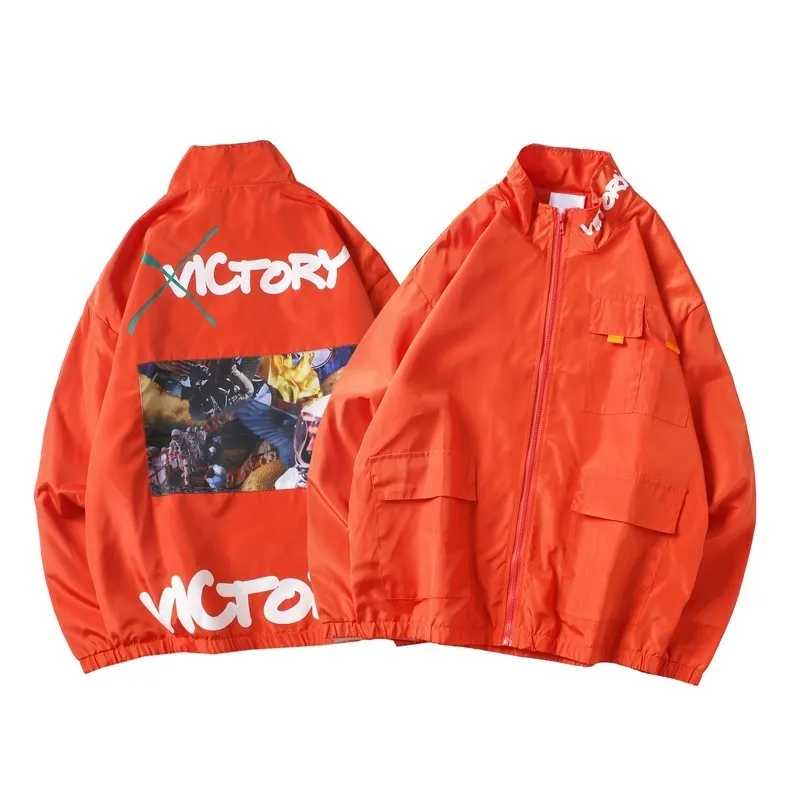 Ветрозащитная куртка Для мужчин и женщин Оранжевый 2018 осень s хип уличная Jaquetas