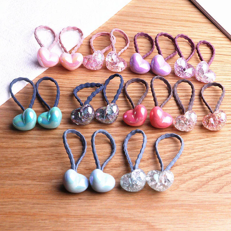 Детские резинки для волос 20 шт./компл. блестящие эластичные с сердечками и