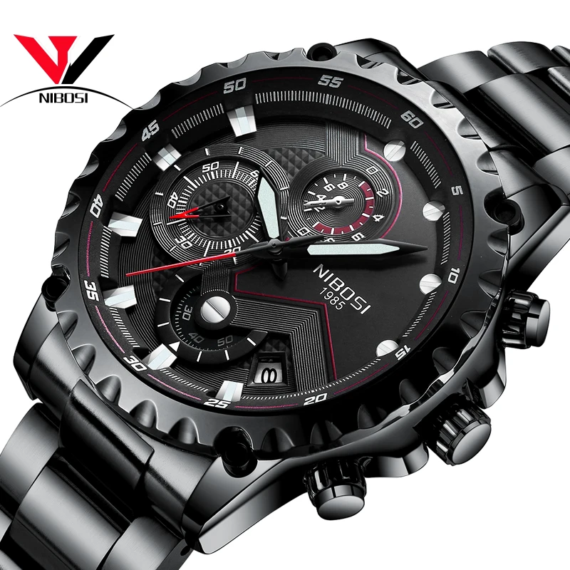 

NIBOSI Men Watches Sports Watch Waterproof Wristwatch Mens Black Quartz Relogio Masculino Esportivo Top Brand Luxury Male Clock