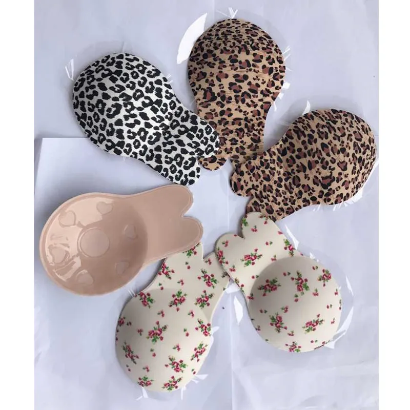 Rabbit Lift Up Bra Plus Size Sexy Leopard Breast Covers Push Up Strapless Bra Silicone Adhesive Chest Stickers Breast Tape