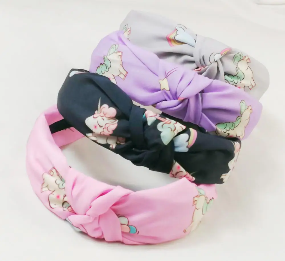 

1pcs Women Pink Black Lovely Unicorn Headband Fashion Hair Accessories Cross Bands Bow Turban Head Wrap Bandage Female Headwear