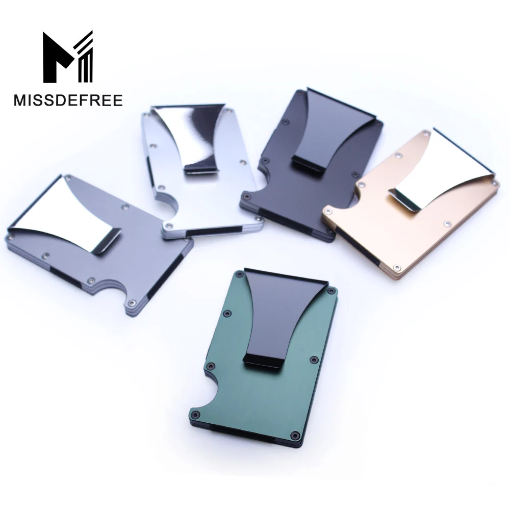 Металлический тонкий мини-кошелек RFID со съемным зажимом для денег, модный брендовый бизнес держатель для кредитных карт и удостоверений личности с защитой от ударов, чехол