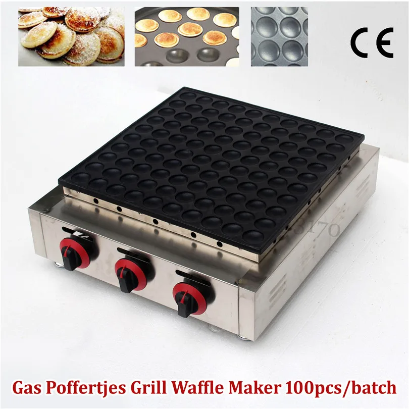 Goede Rvs Gas Nederlandse Poffertjes Grill Mini Pannenkoek Machine Anti-aanbak Kookoppervlak Wafel Baker Maker 100 Gaten