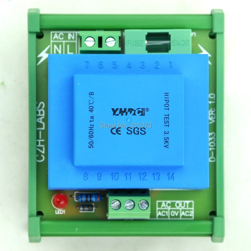P 230VAC S 2x 24VAC 20VA DIN рейка крепление Мощность трансформатор модуль D-1033T/Z 24V |