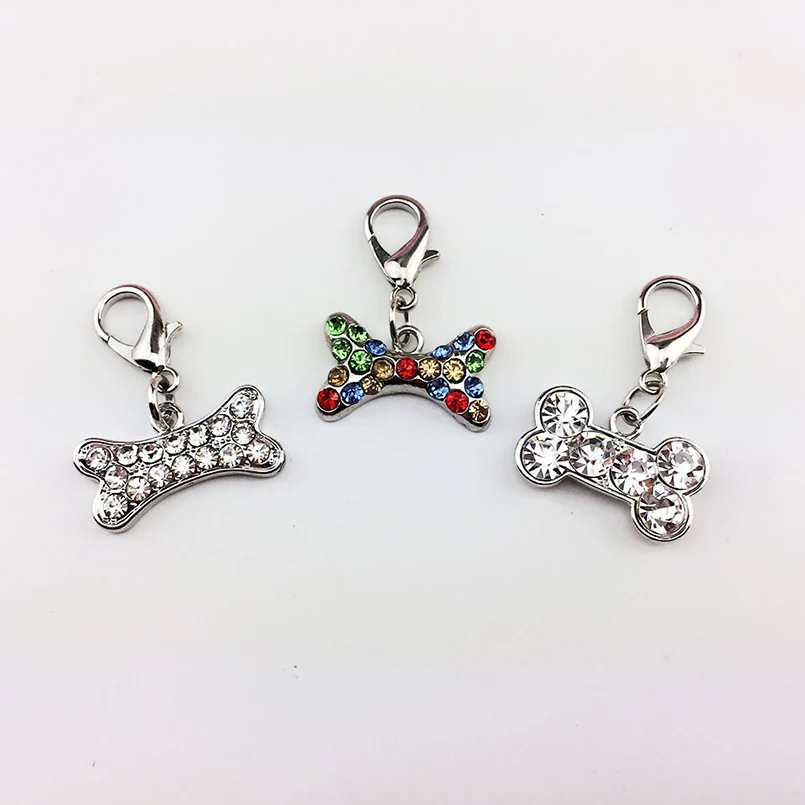 Pet кулон воротник для Товары собак кости горный хрусталь Bling CAT ошейник теги
