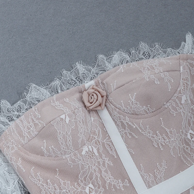 

INDRESSME 2019 New Lace Sexy Romantic Strapless Off the Shoulder Sweetheart Mermaid Hemline Women Party Outfit Bandage Mini Dres