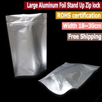 20 pcs mylar aluminum foil standing pouches free shipping smell proof bags width from 18cm to 35cm food storge stand up bag