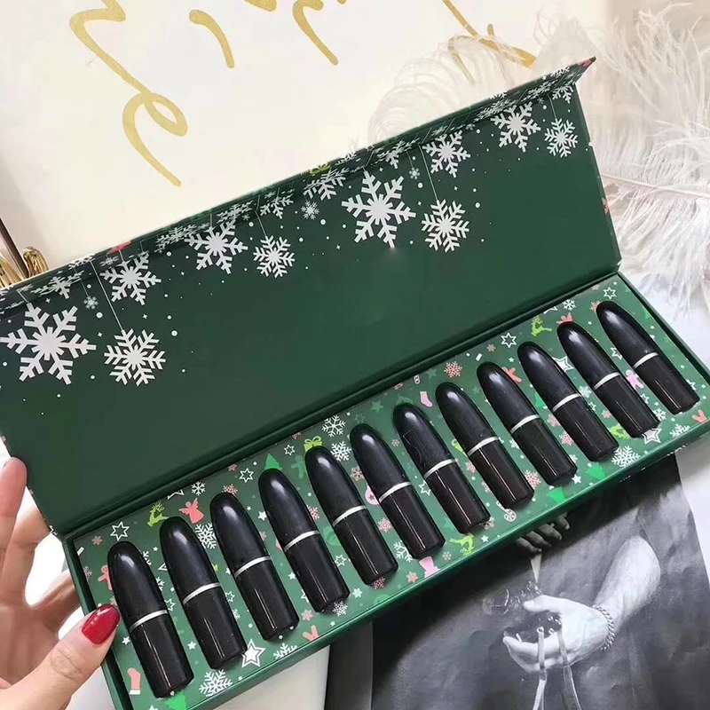 DropshippingMakeup подарок 12 цветов М губная помада набор Рождество снег губ набор матовая стойкая губная помада набор