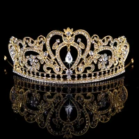 hot selling bridal headpiece hair jewelry european baroque crown alloy crystal wedding hair accessories bride tiara headband