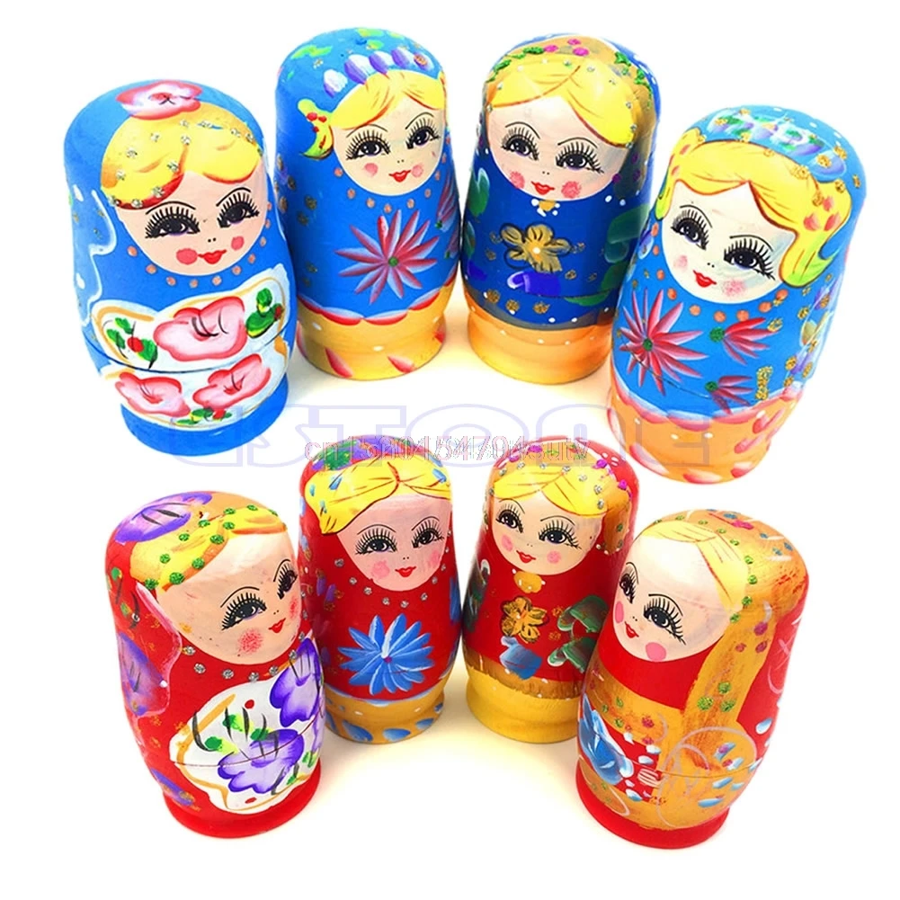5 шт. новая деревянная ручная роспись русская матрашка Матрёшка Babushka Подарочная