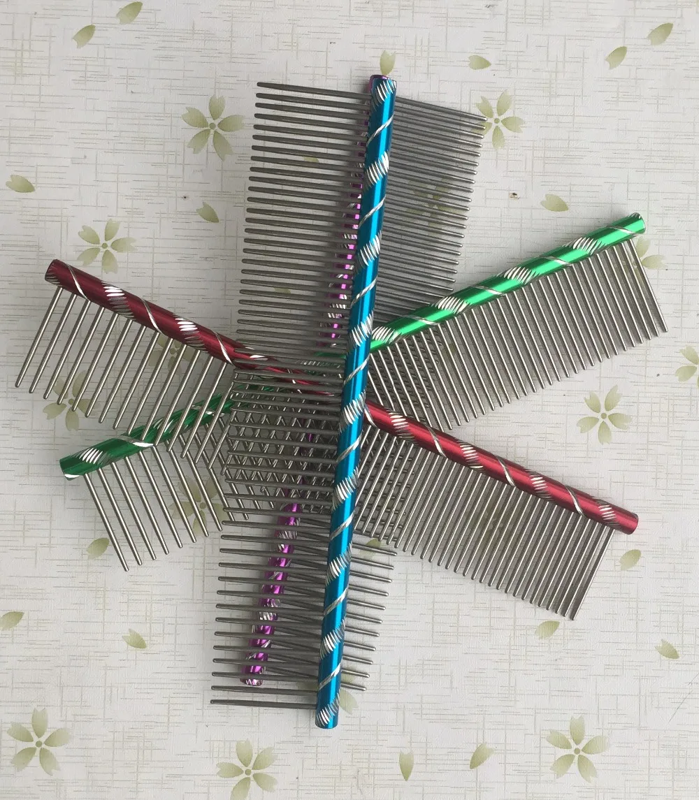 16 см Раскрашенная парикмахерская расческа для домашних животных из нержавеющей