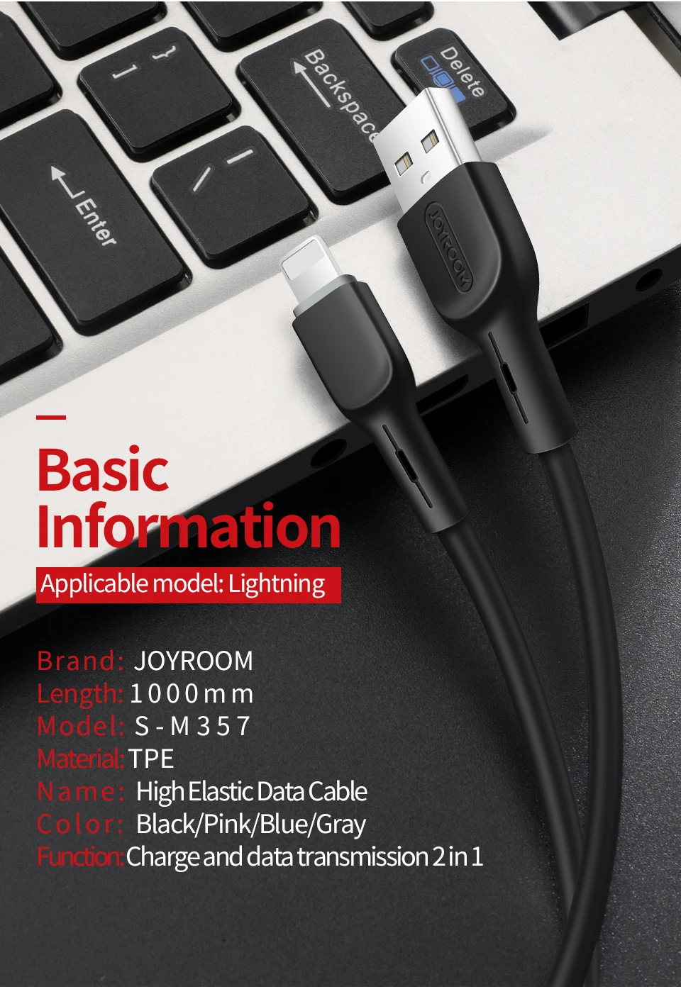 Joyroom 1 м 8 контактный Lightning USB кабель для Apple iPhone 6 6s 7 8 плюс iPad планшетного мобильный телефон интеллектуальный 2A Быстрая зарядка кабель
