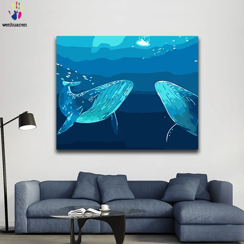 DIY раскраска краска по номерам подводный КИТ картины с комплекты 40x50 защелка | Дом