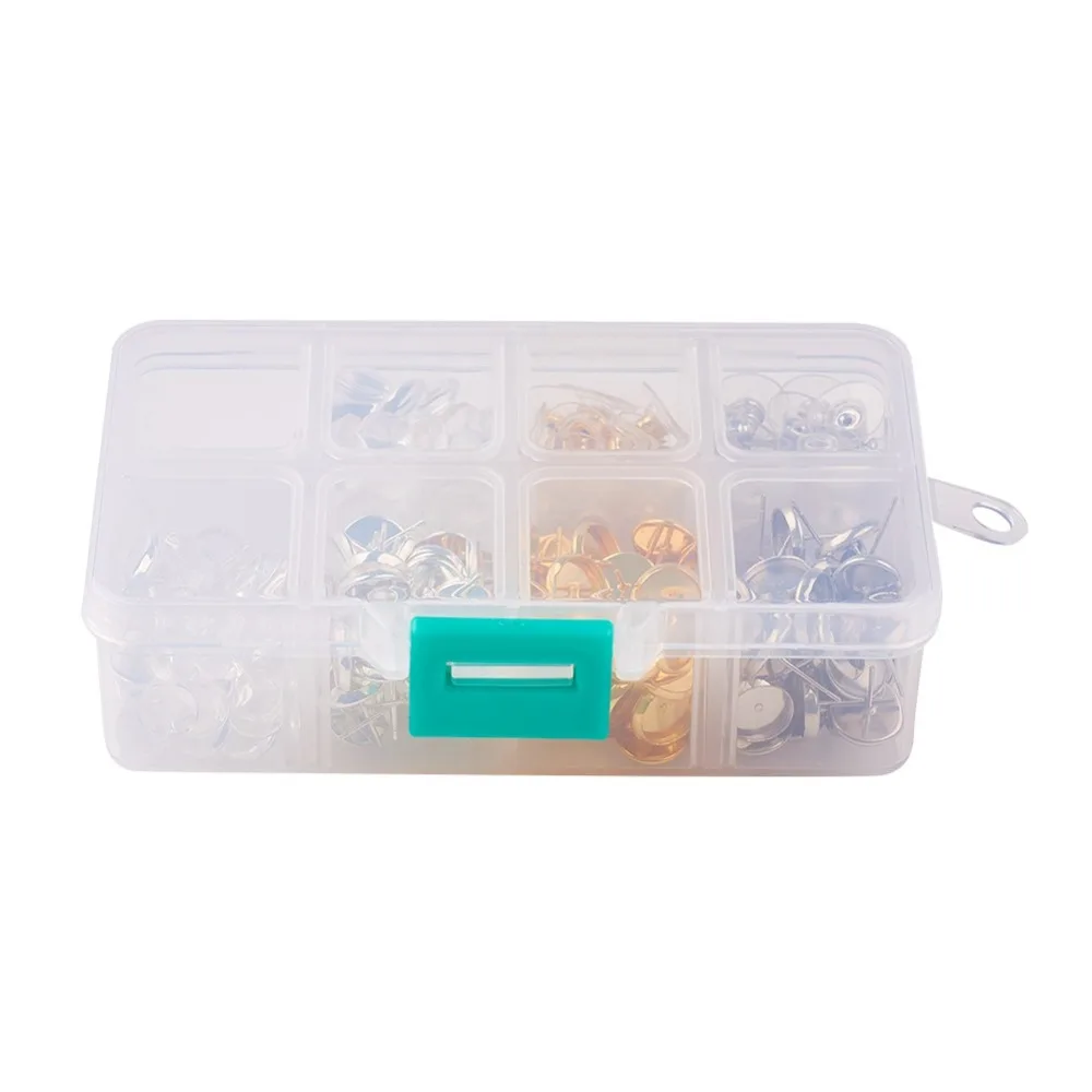 1 Box DIY Earring Jewelry Making Ear studs Brass Stud Settings Plastic/Brass Ear-nuts Nut Backs Clear Glass Findings | Украшения и