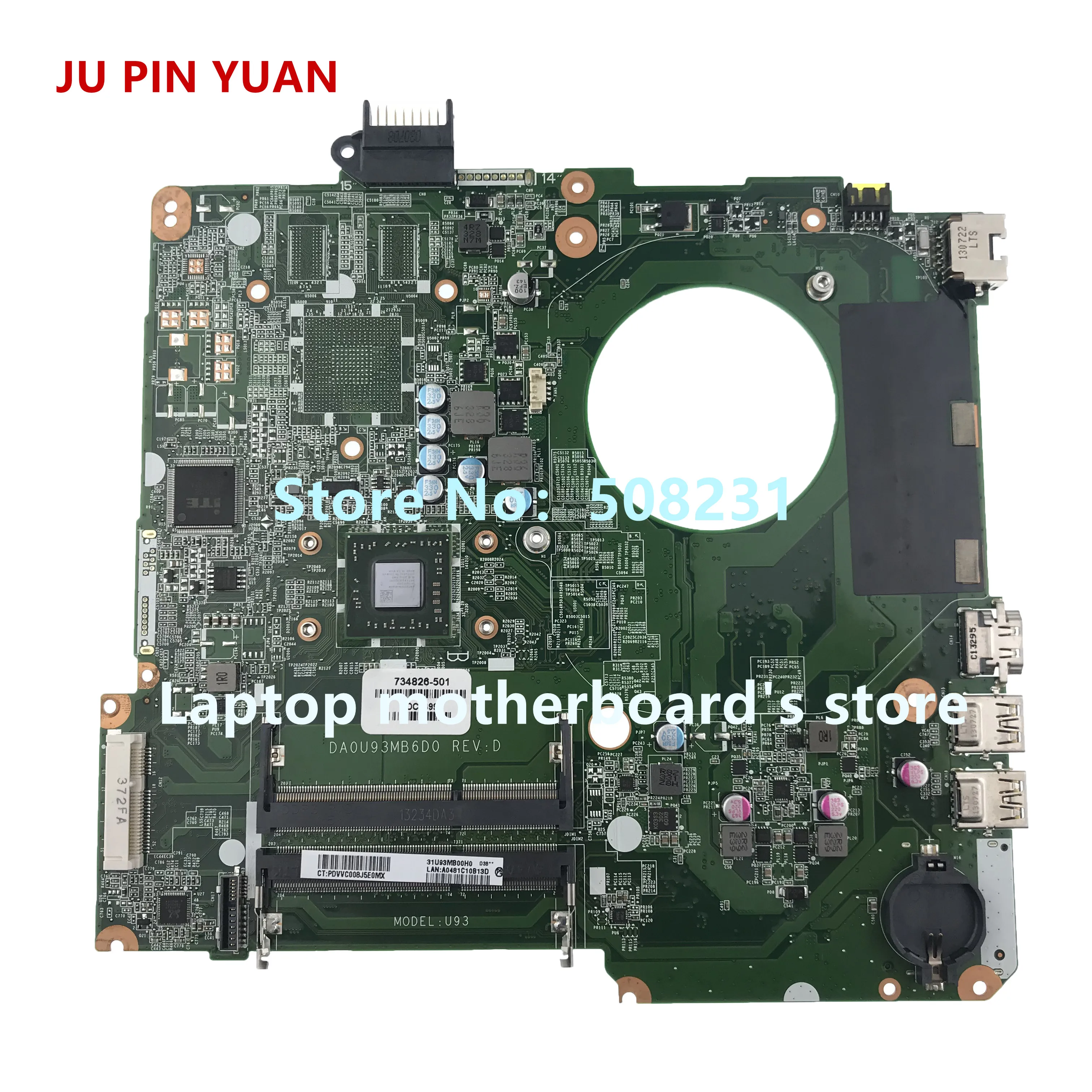 Ju pin yuan 734826-501 734826-001 аккумулятор большой емкости U93 DA0U93MB6D0 материнская плата для hp павильон 15-N 15-F 15Z-N ноутбук материнская плата полностью протестирована