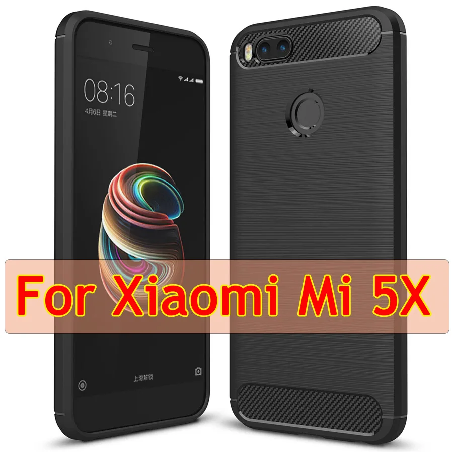 Чехол для Xiaomi mi A1 из углеродного волокна, мягкая задняя крышка из ТПУ для mi A1 mi 5X6 mi 5X mi 6, чехол-броня, чехол Xio mi Silicon A 1 - Цвет: for Mi 5X - Black