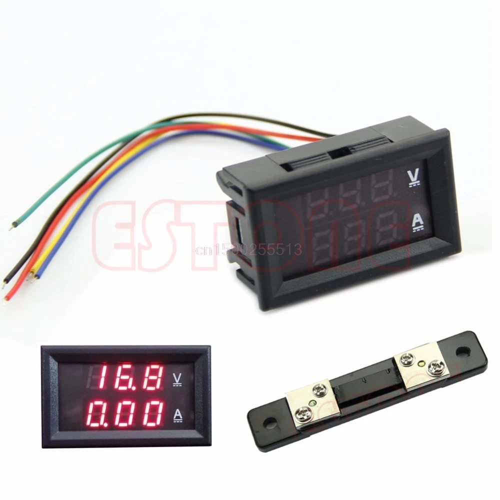 DC 100V 50A Dual Digital Voltmeter Ammeter Red LED Amp Volt Meter Current Shunt | Инструменты