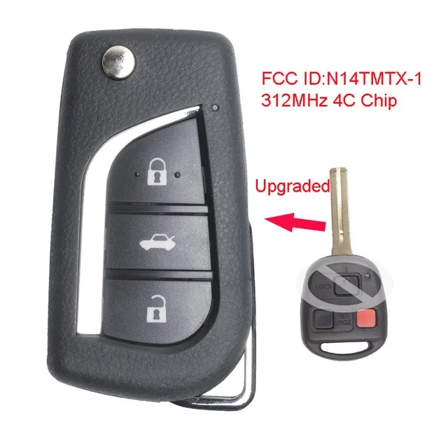 Keycu для Lexus RX300 1999 2000 2001 2002 2003 Замена Обновлен дистанционного Управление, автомобильные аксессуары, брелок 312 МГц 4C чип FCC, аддитивного цветового пространства(N14TMTX-1