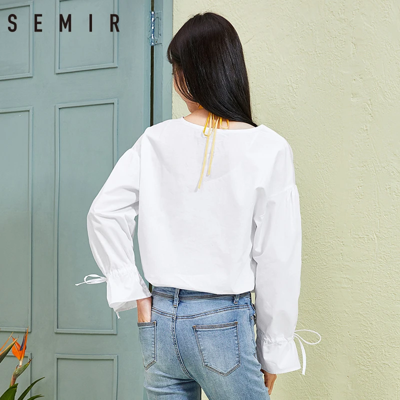 SEMIR рубашки женские с цветочным принтом весенние блузки 2019 v-образным вырезом
