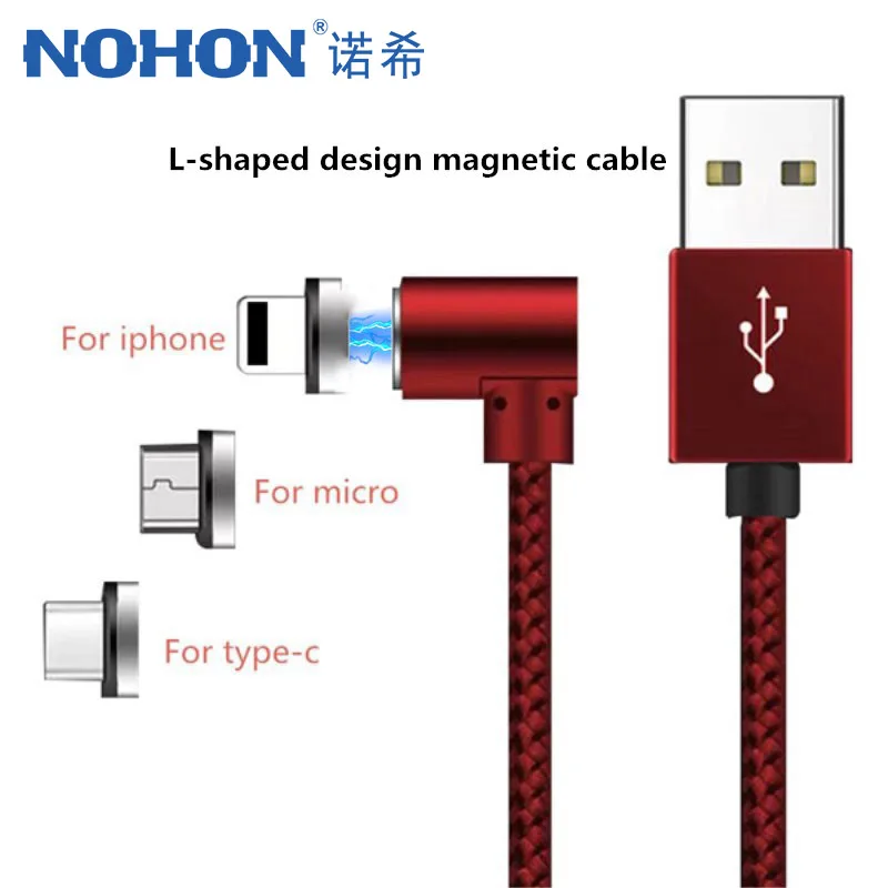 Магнитный зарядный кабель для мобильного телефона NOHON Elbow Samsung Huawei iPhone X 7 8 6 кабели